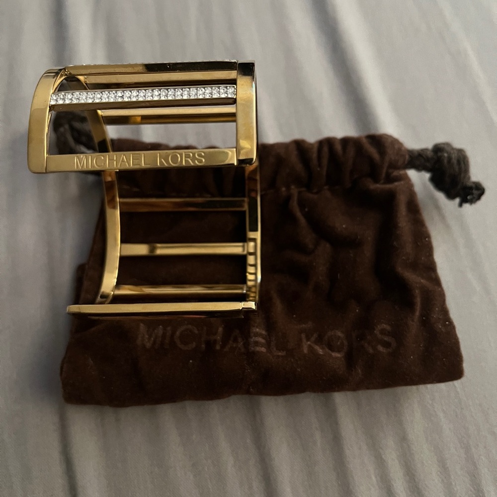 Michael Kors Gold with Crystal Accent Striped Cuff - Picture 4 of 5